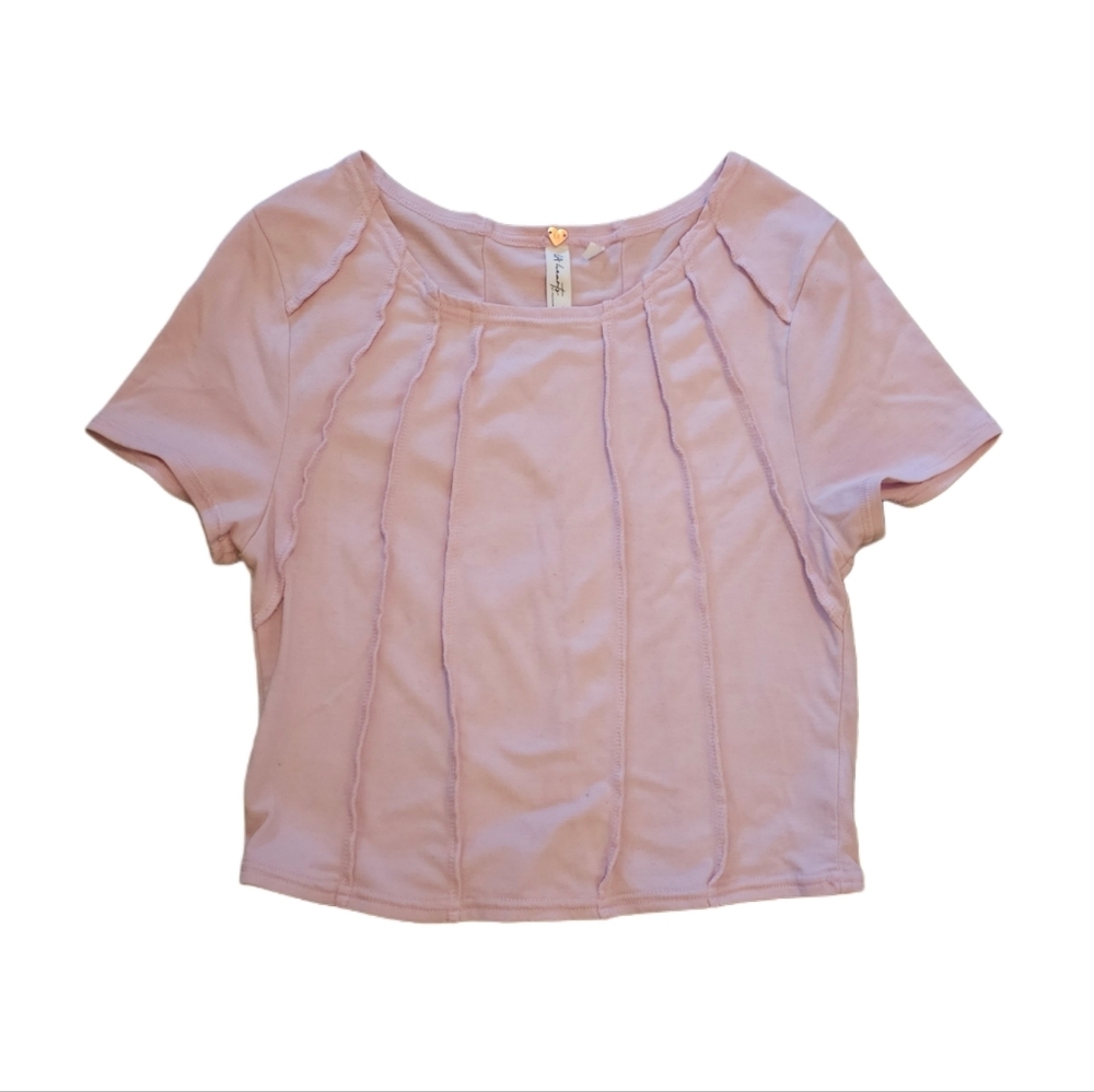 PacSun LA Hearts Crop Top Pink Pastel Short Sleeve XS